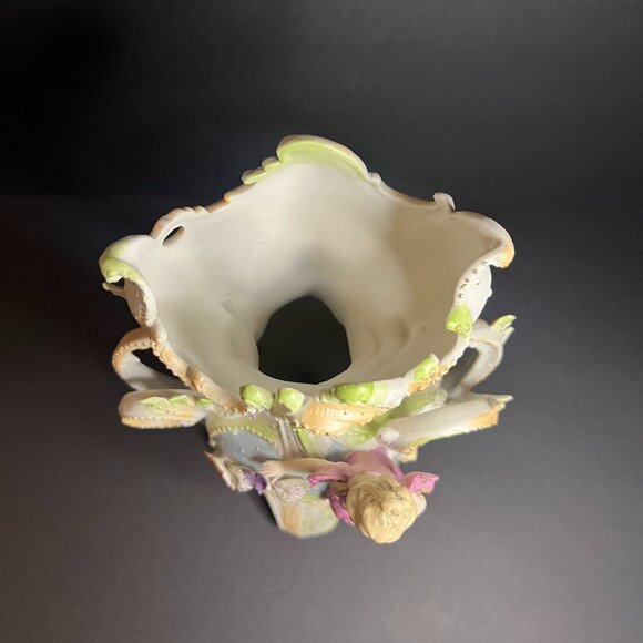 Vintage Rare Saxony Art Nouveau Porcelain Floral Woman Figural Vase 12.5" - Picture 6 of 10